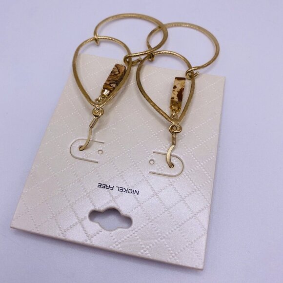 Aura Gold Tone Drop Dangle Earrings New - Picture 4 of 4